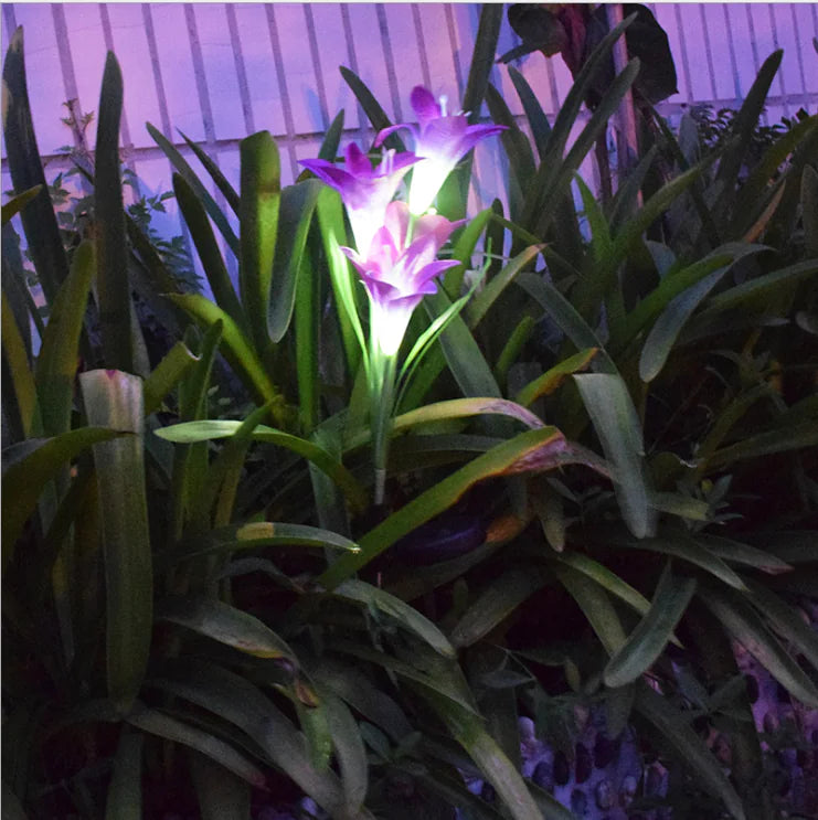 Outdoor Solar LED Lily Flower Stake Lights for Garden