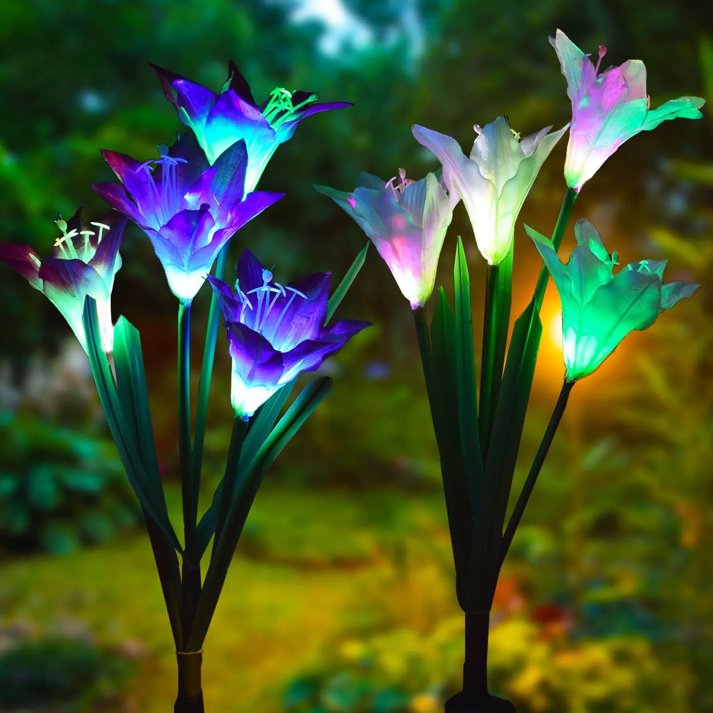 Outdoor Solar LED Lily Flower Stake Lights for Garden