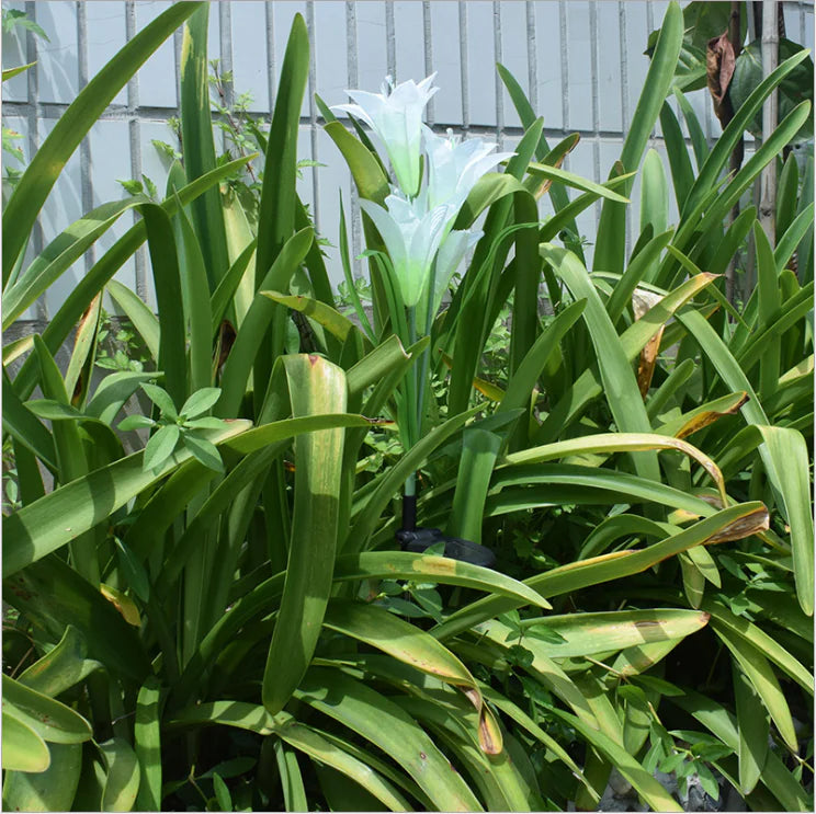 Outdoor Solar LED Lily Flower Stake Lights for Garden
