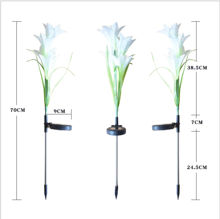 Outdoor Solar LED Lily Flower Stake Lights for Garden